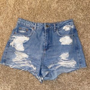 Ripped jean shorts